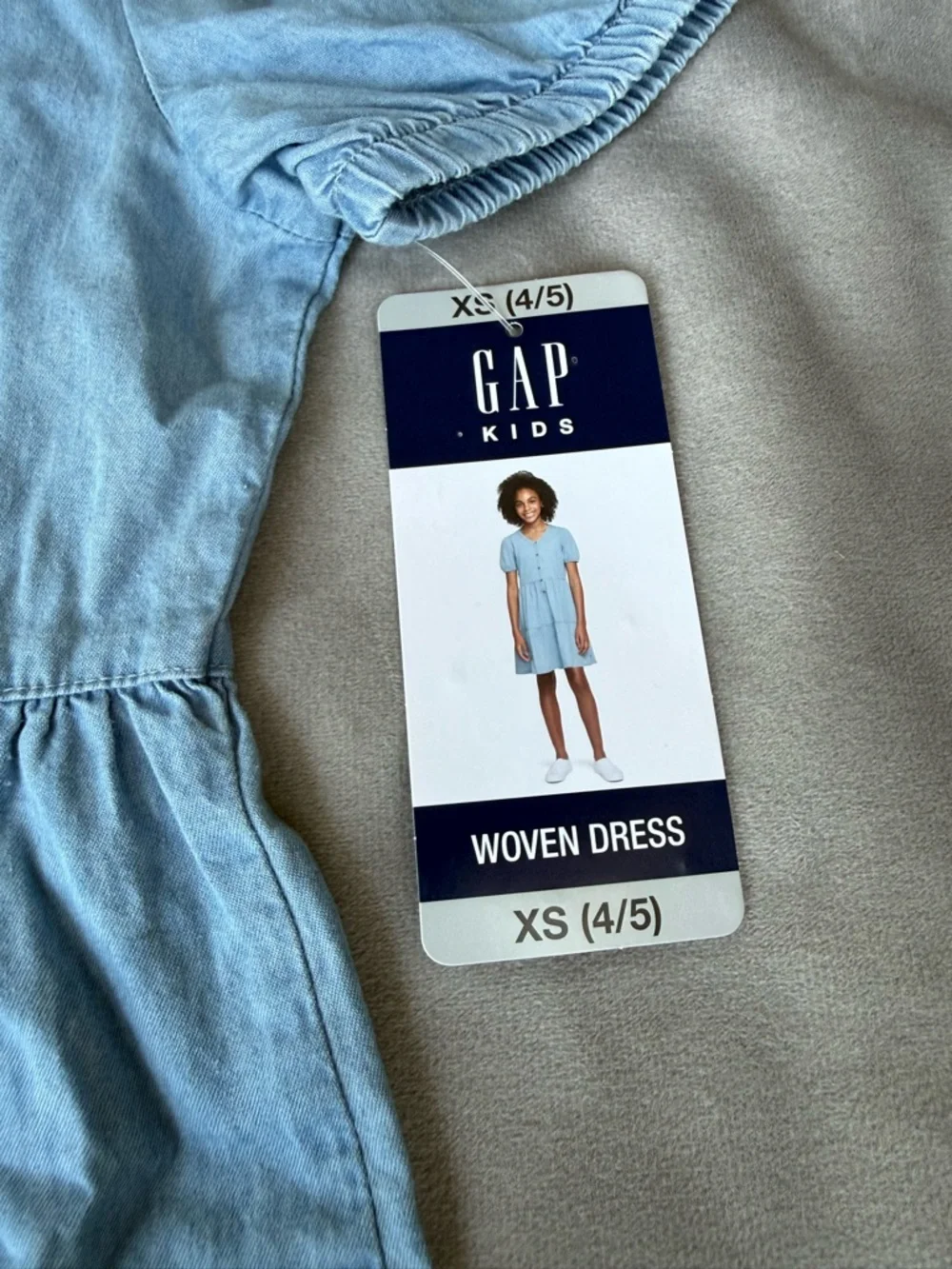 Gap Kids Girls NWT Chambray Tiered Woven Dress XS 4 5 Blue Cottagecore Easter⁠
